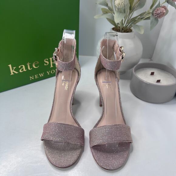 Kate Spade Susane Glitter Block Heel Sandals Pink Lurex S733001 Women's 6M NWB - Picture 5 of 12